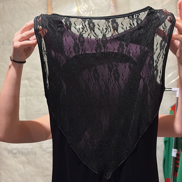 Purple velvet with lace back Christmas party dress - Picture 2 of 2